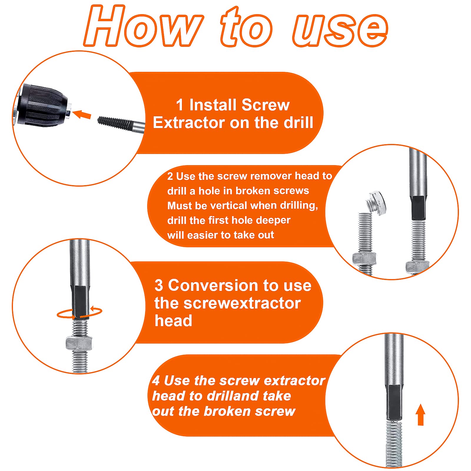 12 PCS Damaged Screw Extractor Set, 6 HSS 4341 Material Stripped Screw Kit and 6 Damaged Bolt Water Pipe Remover Set for Thread Broken Stud, Screw, Bolt, Water Pipe, Easy Take Out