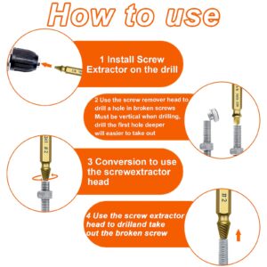 12 PCS Damaged Screw Extractor Set, 6 HSS 4341 Material Stripped Screw Kit and 6 Damaged Bolt Water Pipe Remover Set for Thread Broken Stud, Screw, Bolt, Water Pipe, Easy Take Out