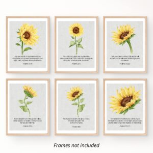 Roxbury Row Bible Verses Wall Decor, Scripture Wall Art, Christian Decor, Biblical Wall Decor, Christian Art Gifts, Scripture Posters, Modern Farmhouse Decor, Sunflower Decor (6 8x10 Unframed Prints)