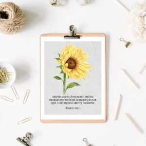 Roxbury Row Bible Verses Wall Decor, Scripture Wall Art, Christian Decor, Biblical Wall Decor, Christian Art Gifts, Scripture Posters, Modern Farmhouse Decor, Sunflower Decor (6 8x10 Unframed Prints)