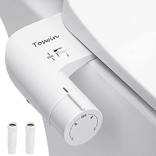 Toswin Bidet Attachment For Toilet - Self Cleaning & Replaceable Nozzle (2 Pack) Bedette To Add For Toilet, Adjustable Water Pressure And Angle Baday or Buday Toilet Seat Attachment