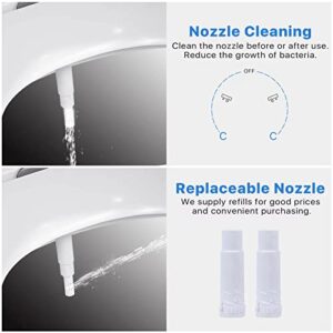 Toswin Bidet Attachment For Toilet - Self Cleaning & Replaceable Nozzle (2 Pack) Bedette To Add For Toilet, Adjustable Water Pressure And Angle Baday or Buday Toilet Seat Attachment