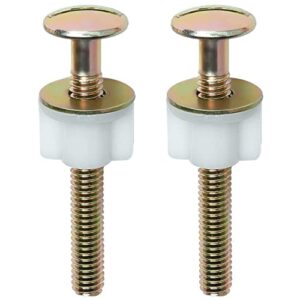 2 pcs toilet seat screws, universal toilet seat hinge bolts and screw, with plastic nuts and metal washers replacement parts for top mount toilet seat hinges