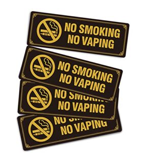 phyabe 4 pack no smoking no vaping sign 3” x 9” thick acrylic self-adhesive modern design sign, easy to install