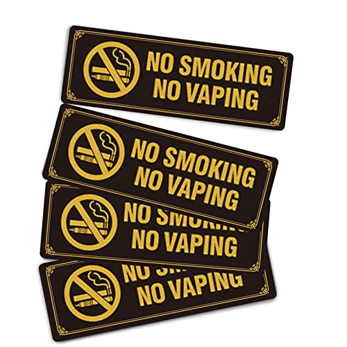 Phyabe 4 Pack No Smoking No Vaping Sign 3” x 9” Thick Acrylic Self-Adhesive Modern Design Sign, Easy to Install