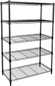 simple deluxe heavy duty 5-shelf shelving unit 1250lb capacity, 29.92" d x 13.98" w x 62.99" h, 5 tier, black