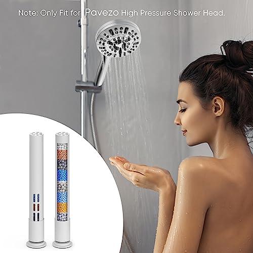 Pavezo Replacement Shower Filter for Handheld Shower Head 【No.14951 (ASIN: B09YN8Z2YD), Multi-stage Filter for Hard Water Reduce Chlorine and Restore PH Balance,Glowing Skin (White-2Pcs)