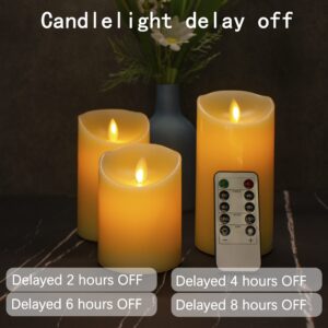 LEDHOLYT Rechargeable Flameless Candle, Flickering LED Pillar Real Wax Candle, Electronic Candle with Remote Control and Timer, USB Rechargeable Candle, Set of 3