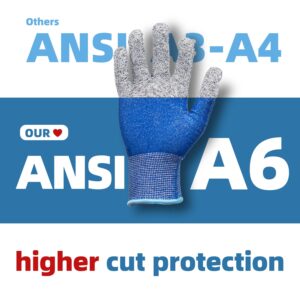 Schwer 2 Pairs ANSI A6 Kids Cut Resistant Gloves, Food Grade Work Gloves, S(9-14 Years), Cut Gloves for Kitchen, Mandoline, Gardening and DIY（Blue&Red）