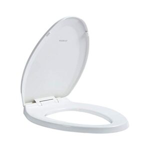 WSSROGY Elongated Toilet Seat with Lid, Slow Close Seat and Lids, Fits Standard Elongated or Oblong Toilets, Oval, Plastic,White