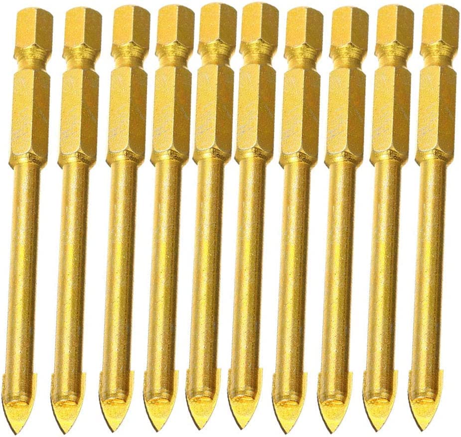 Boxonly 10PCS 3mm Tungsten Tile Drill Bit Set Carbide Drill Bit Glass Ceramic Flat Spear Head Drill Bit