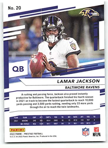 2022 Panini Prestige #20 Lamar Jackson NM-MT Baltimore Ravens Football