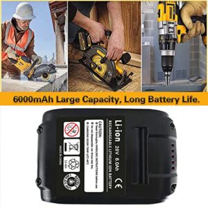 4 Pack 6.0Ah 20V Replacement Battery 20V MAX Battery DCB204 DCB206 DCB200 DCB201 DCB203 DCB204 DCB180 Fits 20V Cordless Power Tools