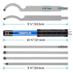 DEEFIINE Carbide Tipped Wood Lathe Turning Tools Set, Lathe Rougher Finisher Swan Neck Hollowing Tools and Interchangeable 19.5"Soft Grip Handle with Diamond Round Square Carbide Inserts