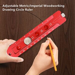 Aluminum Alloy Woodworking Drawing Compass, Woodworking Compass Scriber, Metric/Inch Adjustable Round Drawing Circle Ruler Fixed-point Marking Gauge Woodworking Scribe Gauges