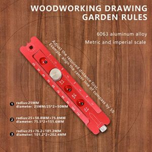 Aluminum Alloy Woodworking Drawing Compass, Woodworking Compass Scriber, Metric/Inch Adjustable Round Drawing Circle Ruler Fixed-point Marking Gauge Woodworking Scribe Gauges