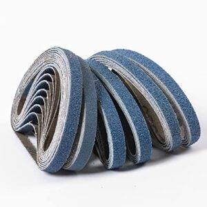 40 pack sanding belts replacement 3/8 x 13" size - 10 each of 40/60/80/120 grits zr-corundum sanding belt (3/8" x 13" belts)