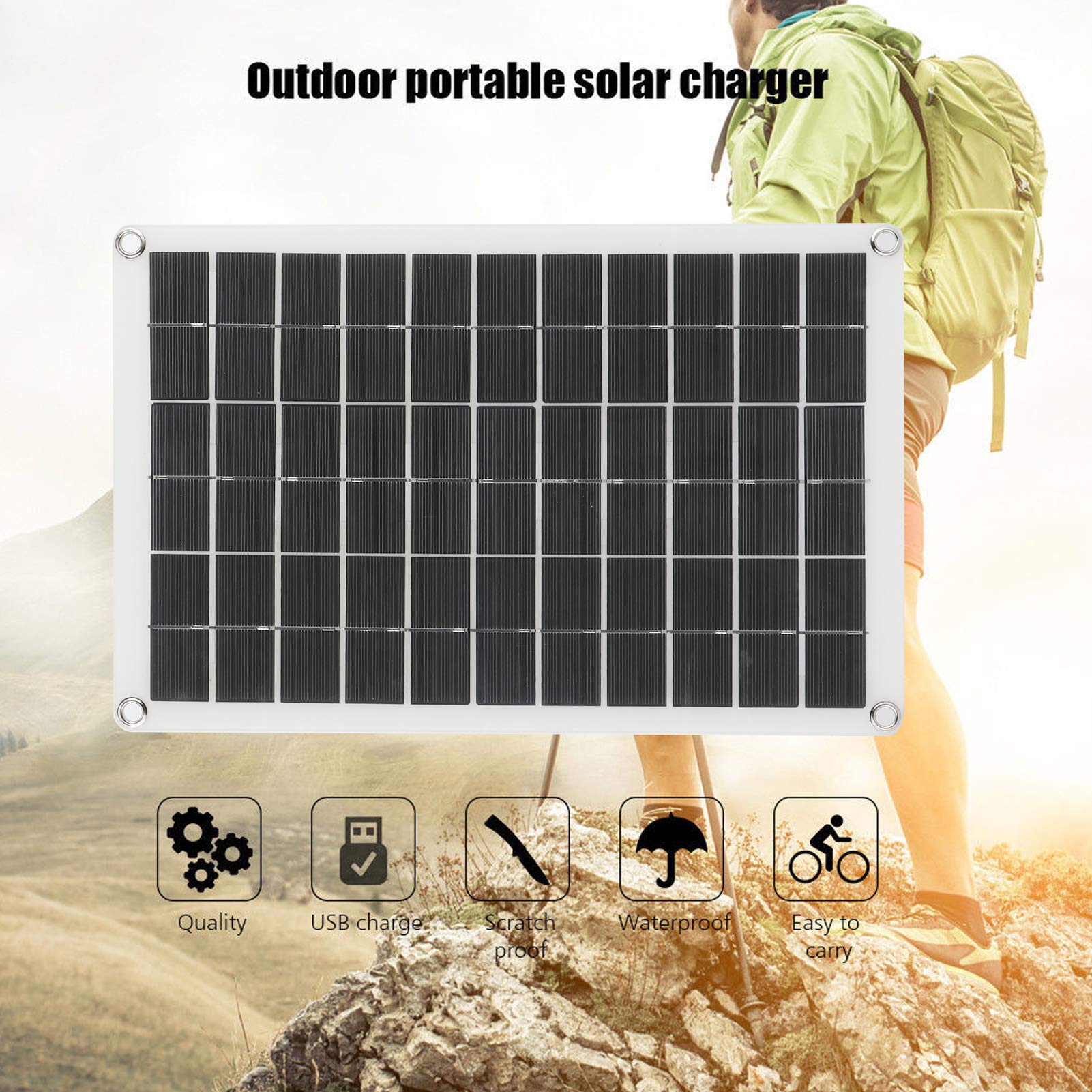Small Solar Panels Solar Panel 100 Watt Solar Panel Portable Solar Cell Panel 100w Monocrystalline Abs 12/24v USB Output for Car Trailers Yacht Solar Battery Charger