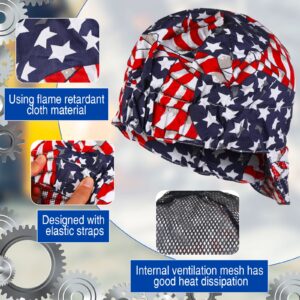 3 Pcs Flame Resistant Welding Hats for Men Welding Cap Mesh Inside Liner Electric Welder Cap Mesh Inside Liner Welding Hats for Men Welding Helmet Electrician (Star Style)