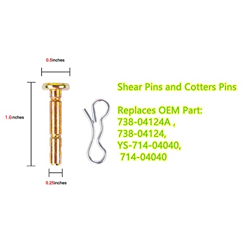 yhoparts Shear Pins and Cotters Pins fits for Cub Cadet MTD Troy-Bilt Replaces 738-04124A, 714-04040, 738-04124 Snowblowers (10 Pairs)