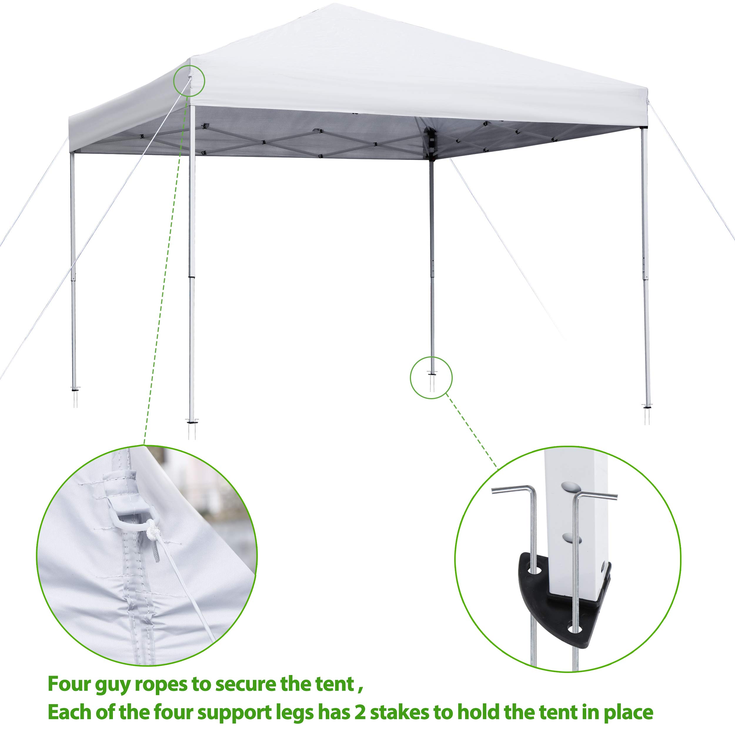 ZENY 10x10 Pop Up Canopy Tent Easy Set-up Outdoor Patio Canopy Adjustable Straight Leg Heights Instant Shelter with Wheeled Bag, Ropes