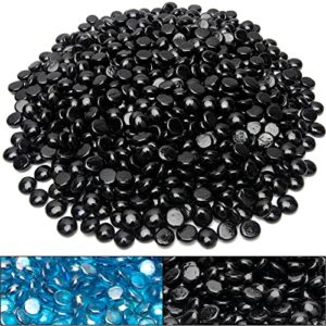 leimo kparts 10 lbs fire glass beads black for propane fire pit, 1/2-inch reflective gas fireplace glass rocks stones for fire pit table