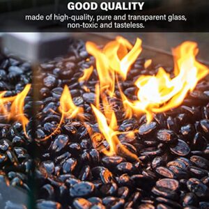 LEIMO KPARTS 10 lbs Fire Glass Beads Black for Propane Fire Pit, 1/2-Inch Reflective Gas Fireplace Glass Rocks Stones for Fire Pit Table