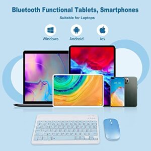 Super Space Wireless Bluetooth Keyboard and Mouse Combo, Ultra-Thin 2.4 GHz Wireless Keyboard and Mouse for iPad Pro/iPad Air/iPad 9.7 and Other iOS Android Windows Devices,Blue