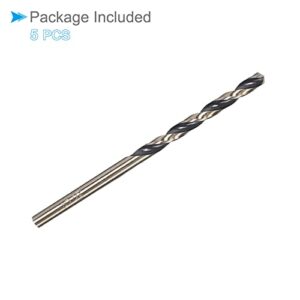 CoCud Twist Drill Bits, 3mm Cutting Edge, Titanium & Nitride Coated High Speed Steel 4341 Round Shank - (Applications: for Stainless Steel Drilling Machine), 5-Pieces