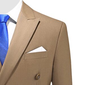 Men's Slim Fit Double Breasted Jacket Slim Fit Business Daily Prom Blazer Peak Lapel Groom Wedding Party Suit Coat (Khaki,Medium)