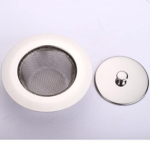 Stainless Steel Sink Filter Waste Plug Hair Catcher Drains Bathroom Floor Drain Kitchen Anti-clog Strainer with Deodorant Cover, Wide Rim 4.5 Inch Diameter