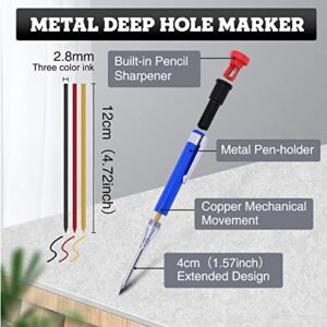 12pack Mechanical Carpenter Pencils Kit with Storage Bag,Center Punch, Carbide Scribe Tool,Magnetic Pick Up fot Construction,Woodworking