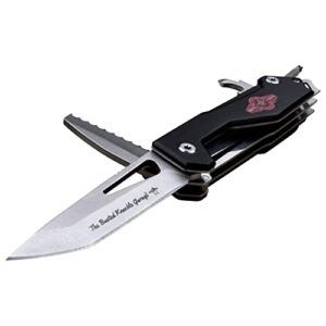Busted Knuckle Garage - Manual Folding Knife and Multi-Tool - Stainless Steel Blade and Saw Blade, Aluminum Handle w/Flip Out Screwdriver, Bottle Opener and Pocket Clip - BKG-MK002