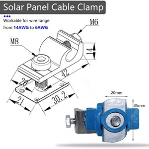 Dutiplus Solar Panel Photovoltaic Bolt-On Coupling Earthing Ground Lug Cable Clamp with Nuts for RV, Boat, Roof, Wall and Other Off Gird Roof Bare Wire Installation(4pcs)