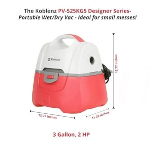 Koblenz PV-525KG5 Wet-Dry Vacuum, 3 Gallon, Pink
