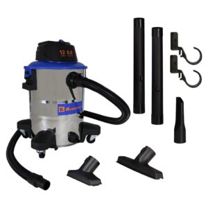 koblenz wd-12 l314 ss wet-dry vacuum, 12 gallon stainless 6.0hp, 1 7/8 x 7 ft eva hose, stainless+blue 5 year warranty