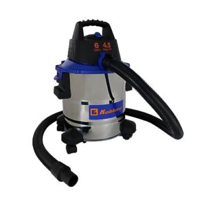 Koblenz WD 6 L212 SS Wet-Dry Vacuum, 6 Gallon 4.5 HP, 1 7/8 in x 6 Ft EVA Locking Hose, Stainless+Blue 5 Year Warranty