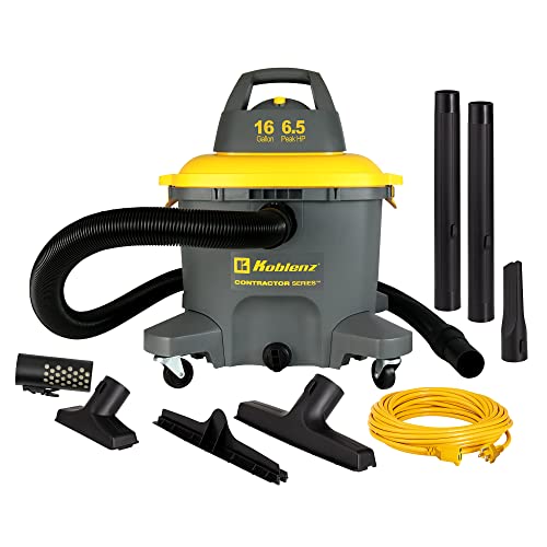 Koblenz Wet/Dry Vac, 16 Gallon 6.5HP Contractor Series 35 Ft Cord, Gray+Yellow (WD-16 C4)