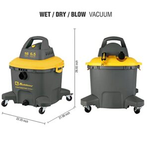 Koblenz Wet/Dry Vac, 16 Gallon 6.5HP Contractor Series 35 Ft Cord, Gray+Yellow (WD-16 C4)