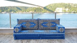 blue turkish floor seating, meditation reading sofa, arabic majlis, oriental floor cushion, sectional sofa, tradional design arabic sofa, sofa bed