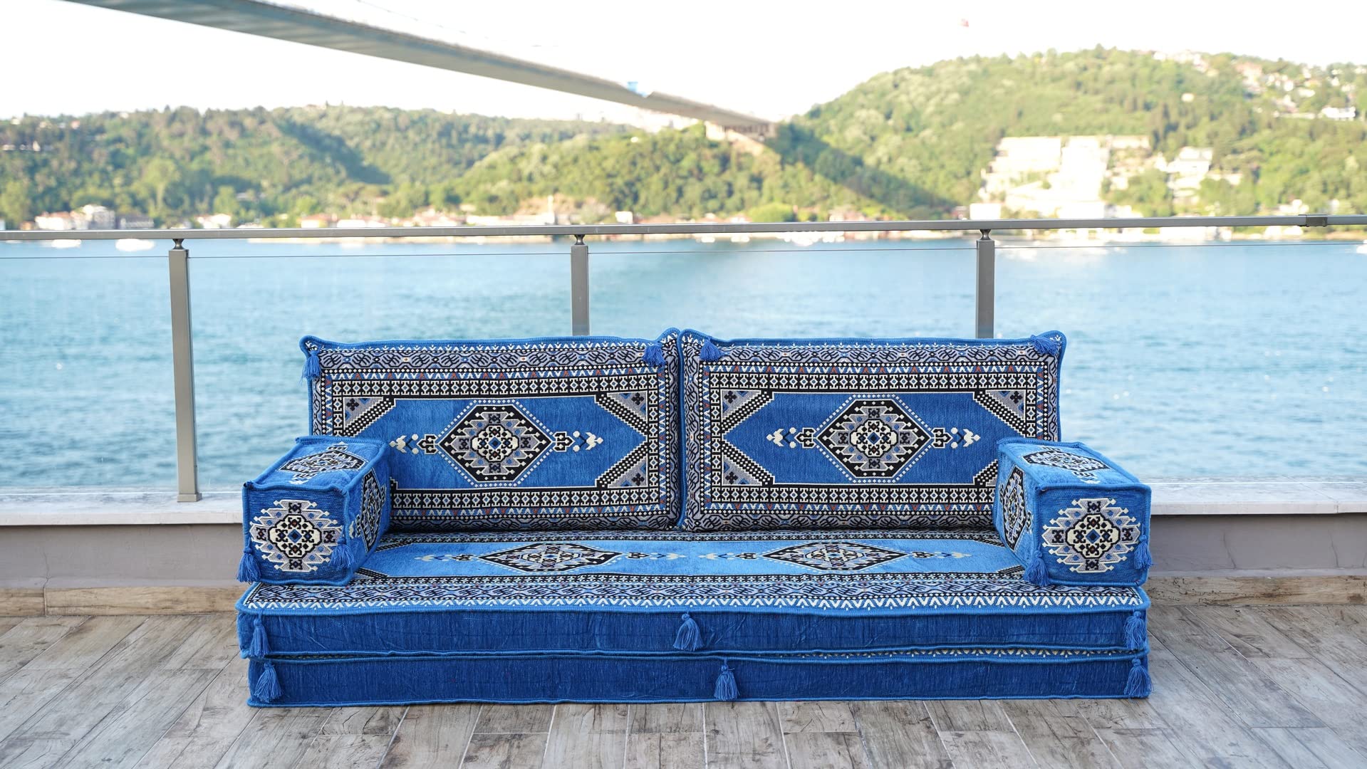 Blue Turkish Floor Seating, Meditation Reading Sofa, Arabic Majlis, Oriental Floor Cushion, Sectional Sofa, Tradional Design Arabic Sofa, Sofa Bed