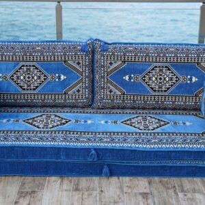 Blue Turkish Floor Seating, Meditation Reading Sofa, Arabic Majlis, Oriental Floor Cushion, Sectional Sofa, Tradional Design Arabic Sofa, Sofa Bed
