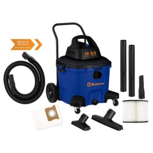 Koblenz WD-16L4H 6.5 HP Vacuum Cleaner and Blower with Rear Handle, 2-1/2"" in x 8' Hose, 16 Gallon Tank, Blue/Black