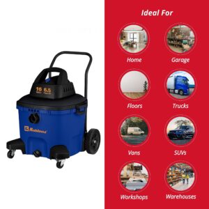 Koblenz WD-16L4H 6.5 HP Vacuum Cleaner and Blower with Rear Handle, 2-1/2"" in x 8' Hose, 16 Gallon Tank, Blue/Black