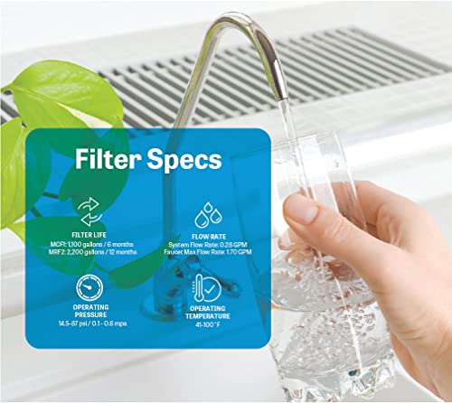 Reverse Osmosis System, Under Sink Compact Tankless RO Water Filter System, Dual-Filter, Reduces TDS, 400 GPD, 6 Stage Filtration Stainless Steel Faucet, Light Indicator Display, FCC Listed- Mist