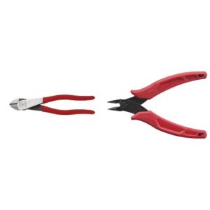 klein tools diagonal cutting pliers (8-inch) and flush cutters (5-inch) pliers set
