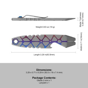 OKNIFE Otacle 2 Mini Titanium Bottle Opener, EDC Pry Bar with Hexagonal Wrench(Grey)