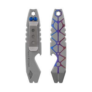 OKNIFE Otacle 2 Mini Titanium Bottle Opener, EDC Pry Bar with Hexagonal Wrench(Grey)