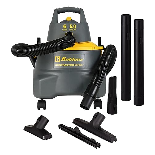 Koblenz Contractor Wet/Dry Vac, 6 Gallon Tip-Resistant Tank,5.0HP, Gray+Yellow (WD-6 C212)