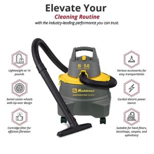 Koblenz Contractor Wet/Dry Vac, 6 Gallon Tip-Resistant Tank,5.0HP, Gray+Yellow (WD-6 C212)